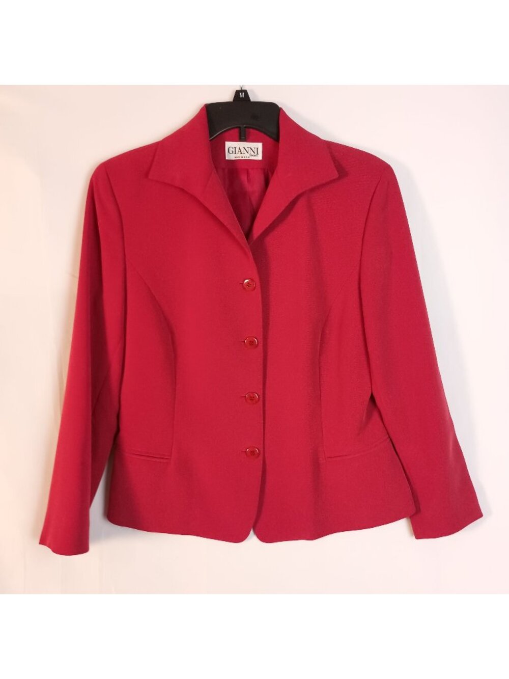 Gianni Sport Red Blazer Womens 10 4 Button USA Made Poly Rayon Jacket
